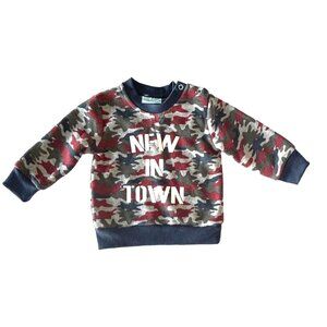Camo Print Baby Sweatshirt "New In Town" 3/6 Months - Weeplay